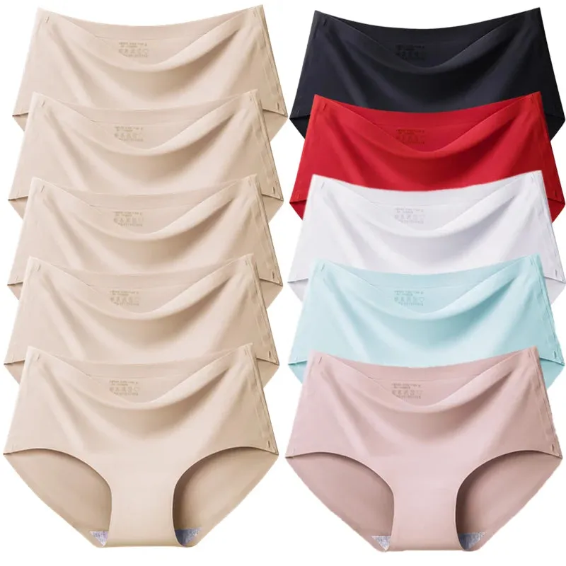 Trowbridge Women's 10-Piece Seamless Briefs Set - Plus Size Silk Satin Comfort