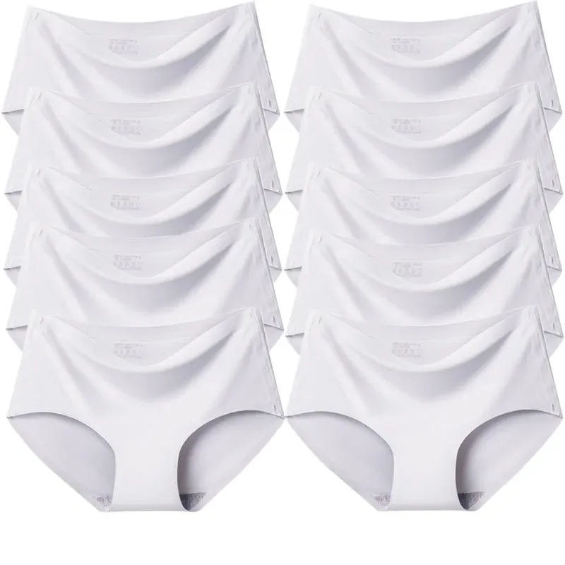Trowbridge Women's 10-Piece Seamless Briefs Set - Plus Size Silk Satin Comfort