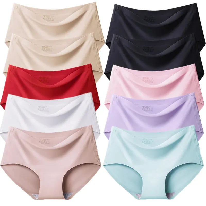 Trowbridge Women's 10-Piece Seamless Briefs Set - Plus Size Silk Satin Comfort