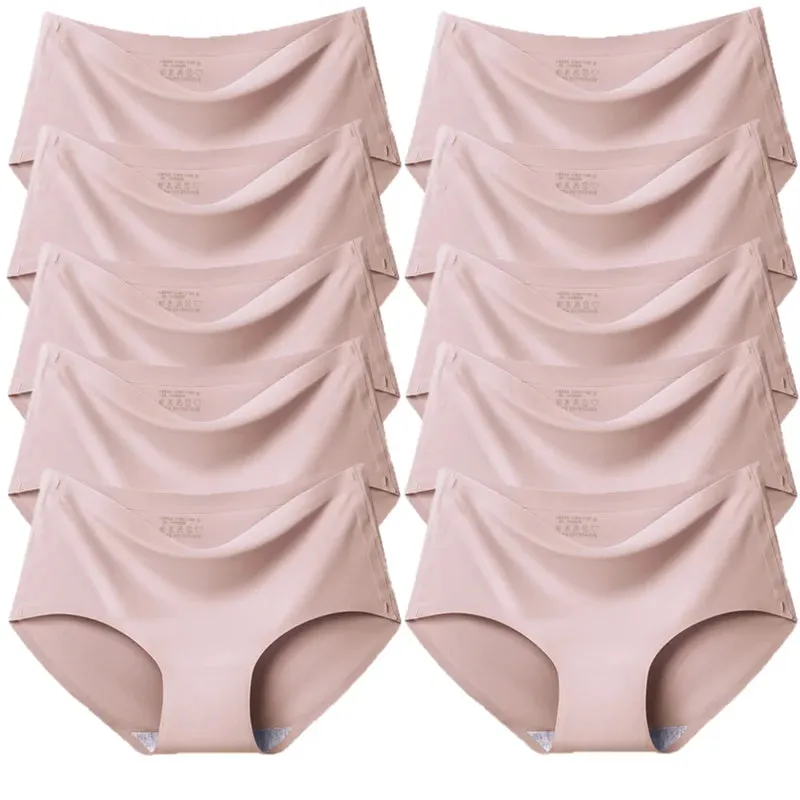 Trowbridge Women's 10-Piece Seamless Briefs Set - Plus Size Silk Satin Comfort
