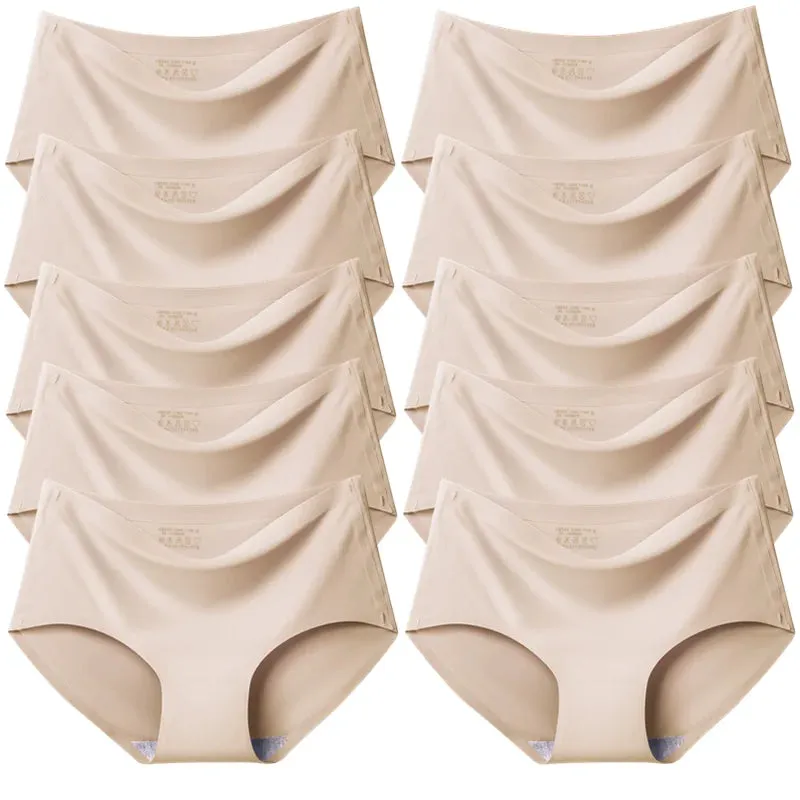 Trowbridge Women's 10-Piece Seamless Briefs Set - Plus Size Silk Satin Comfort