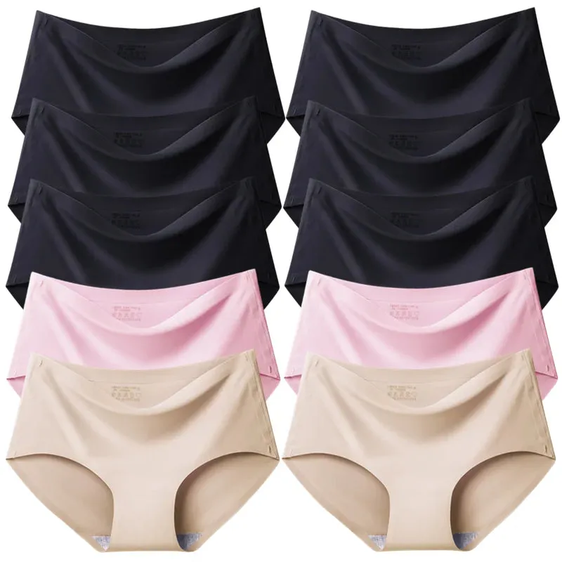 Trowbridge Women's 10-Piece Seamless Briefs Set - Plus Size Silk Satin Comfort