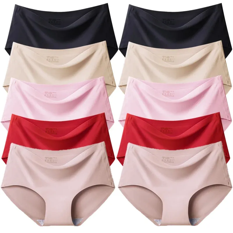 Trowbridge Women's 10-Piece Seamless Briefs Set - Plus Size Silk Satin Comfort