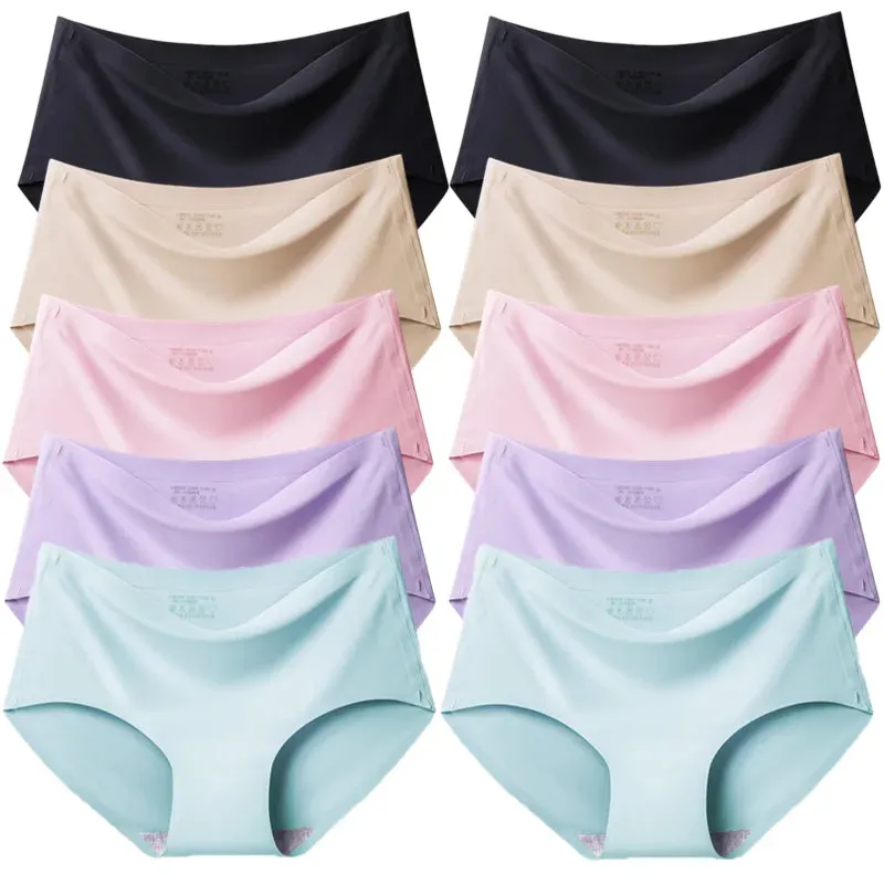 Trowbridge Women's 10-Piece Seamless Briefs Set - Plus Size Silk Satin Comfort