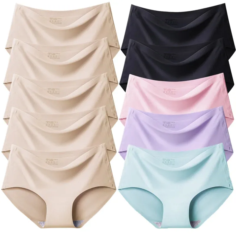 Trowbridge Women's 10-Piece Seamless Briefs Set - Plus Size Silk Satin Comfort