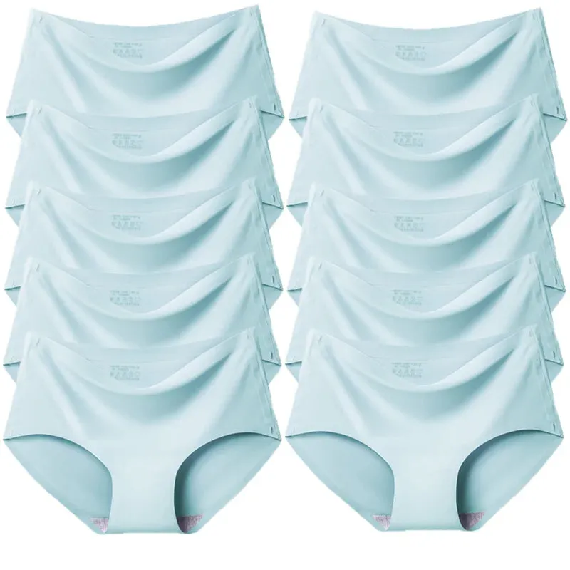 Trowbridge Women's 10-Piece Seamless Briefs Set - Plus Size Silk Satin Comfort