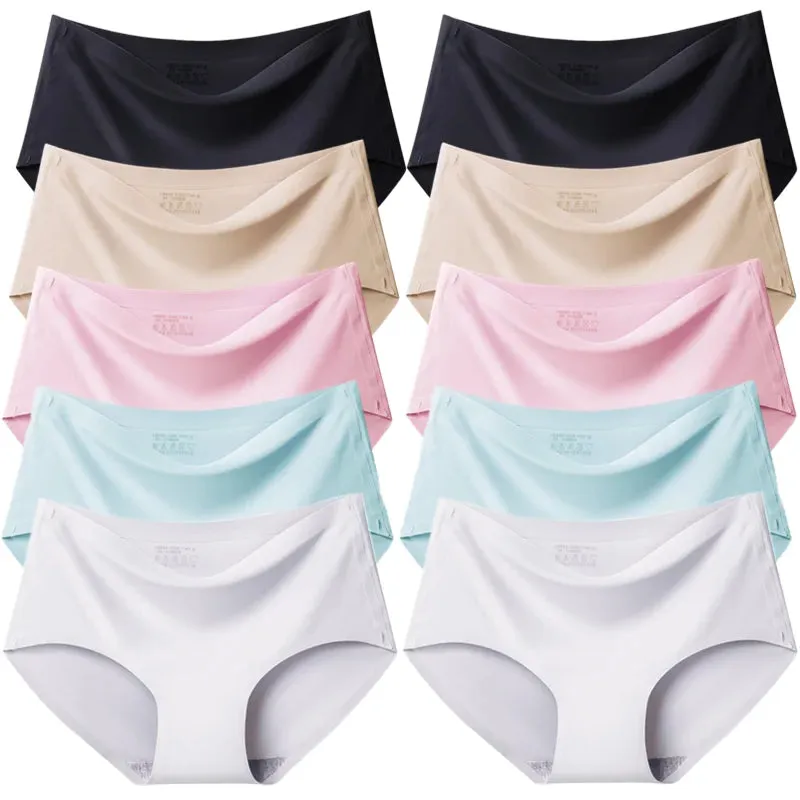 Trowbridge Women's 10-Piece Seamless Briefs Set - Plus Size Silk Satin Comfort