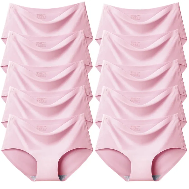 Trowbridge Women's 10-Piece Seamless Briefs Set - Plus Size Silk Satin Comfort