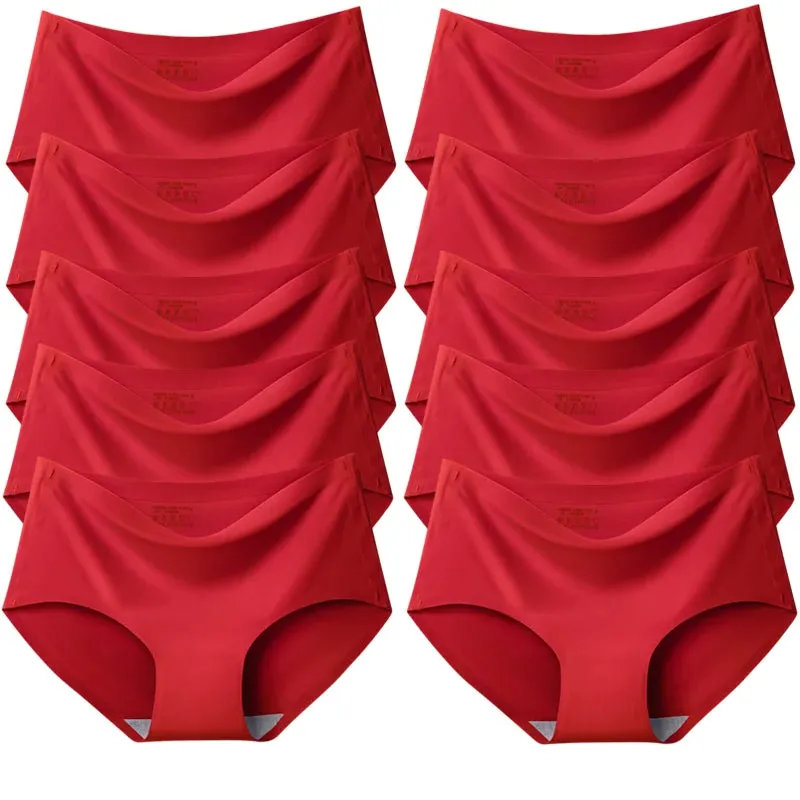 Trowbridge Women's 10-Piece Seamless Briefs Set - Plus Size Silk Satin Comfort