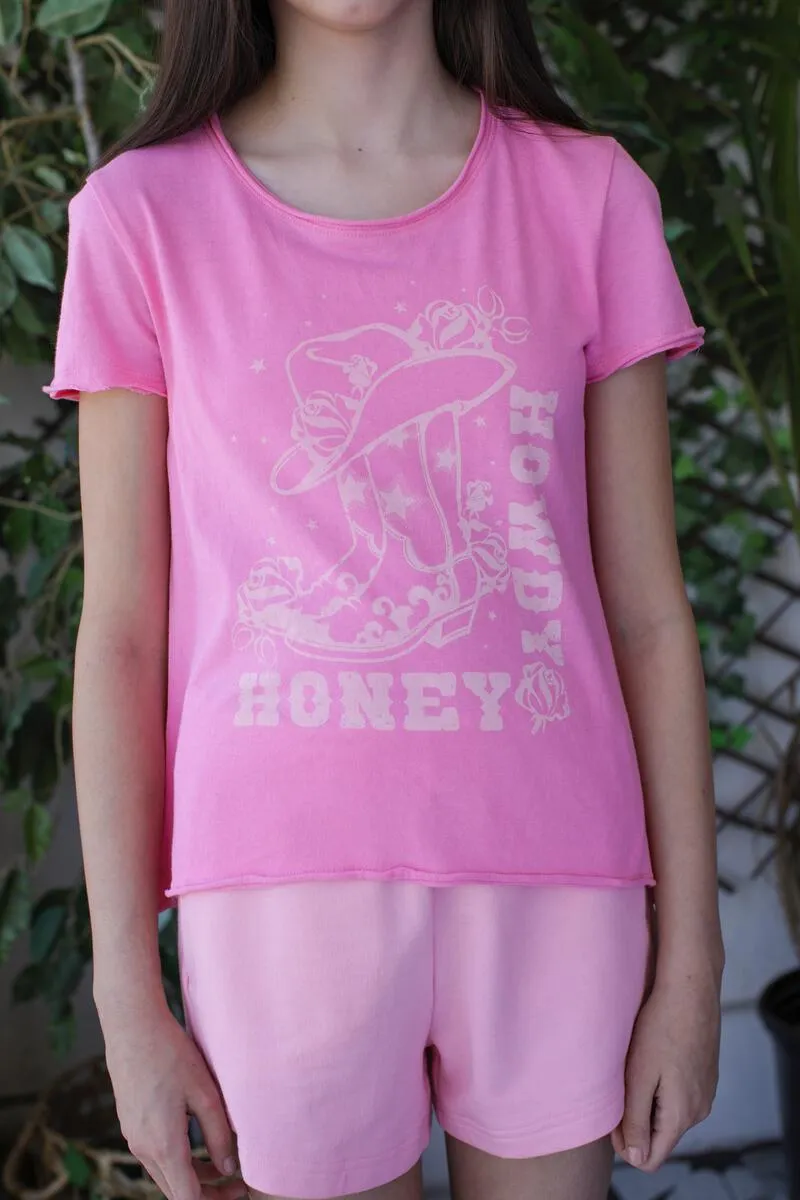 TWEEN HOWDY COWBOY BOOTS WESTERN GRAPHIC TEE