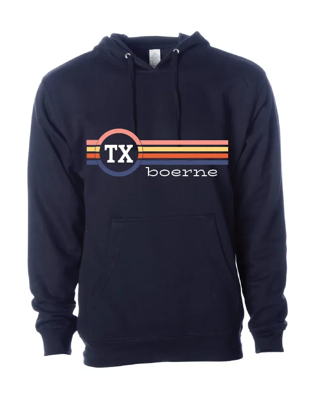 Two Letter Striped - Customized - Unisex Hooded Pullover: Navy / Large