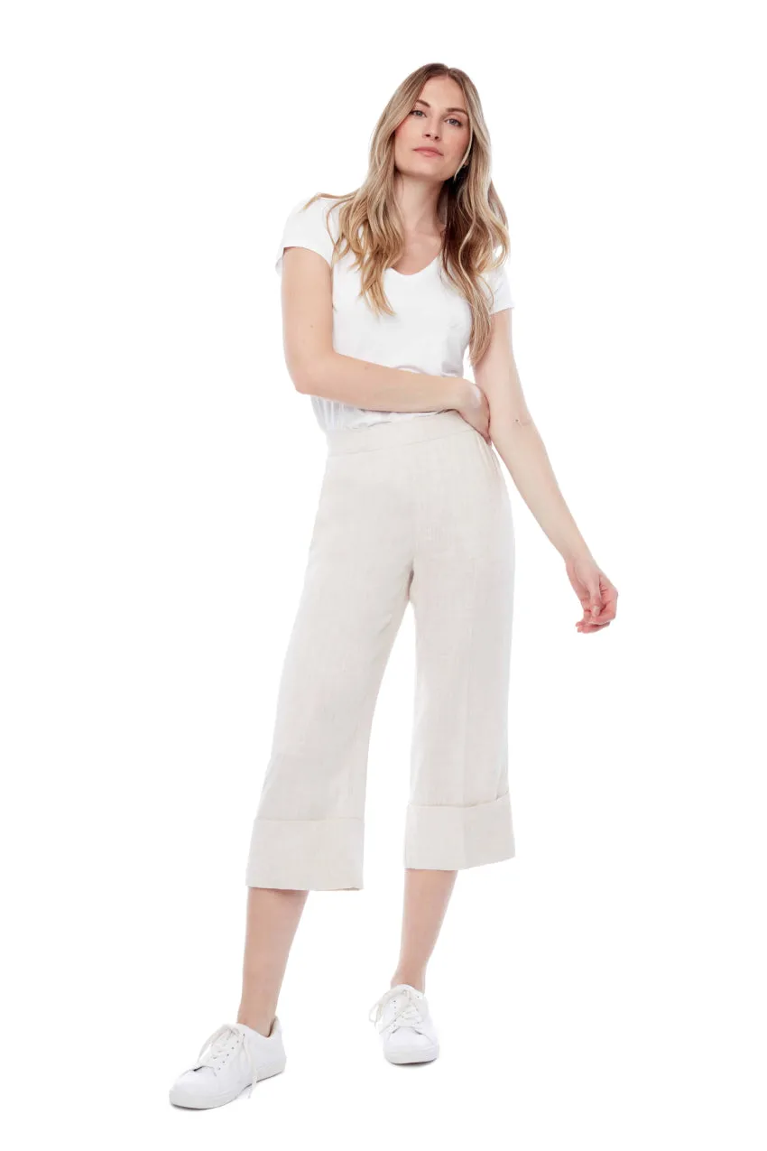 Tyler Madison Mia Linen Cuffed Cropped Pant