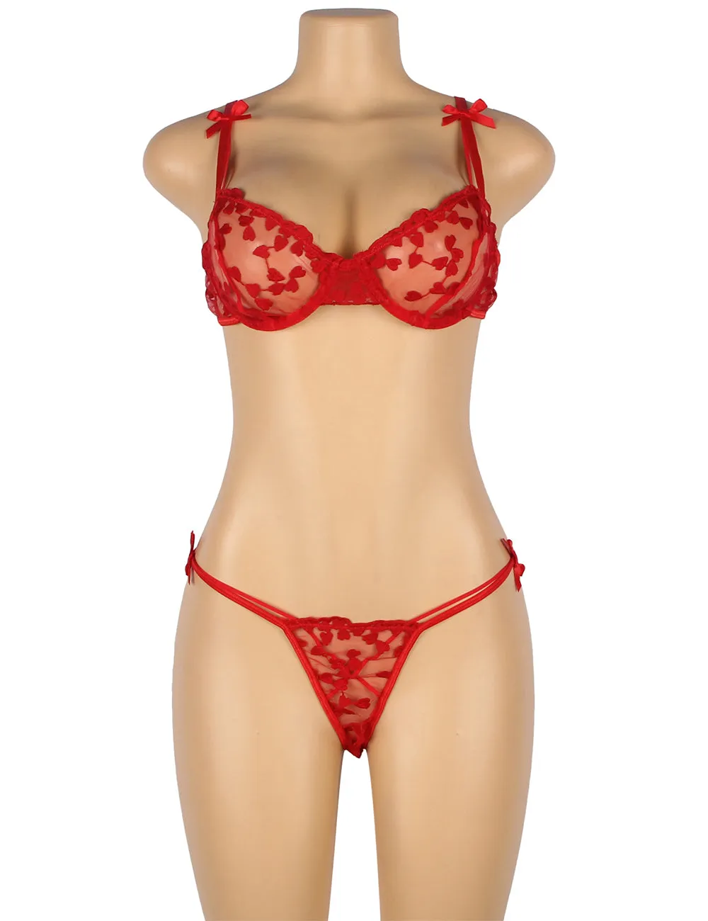 Underwire Mesh Flower Patterns Bra Set Egypt