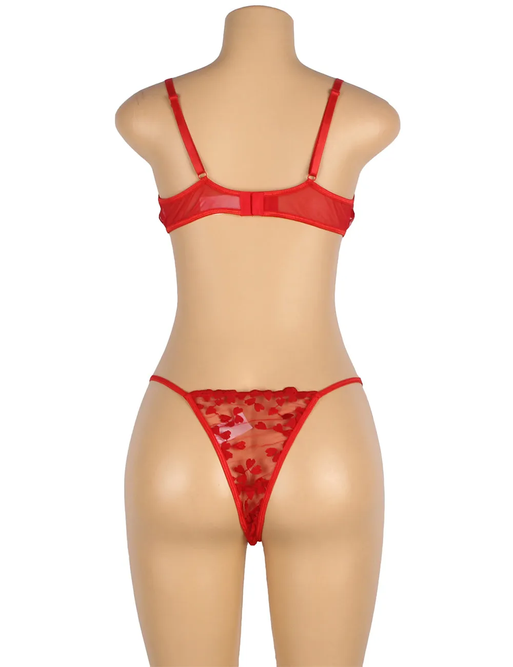 Underwire Mesh Flower Patterns Bra Set Egypt