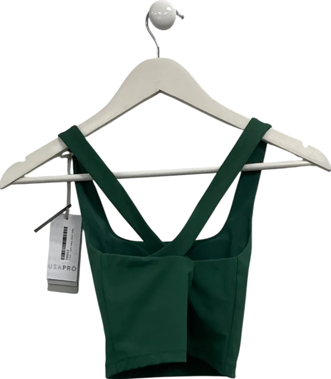 USA Pro Green Square Neck Sports Bra UK 8