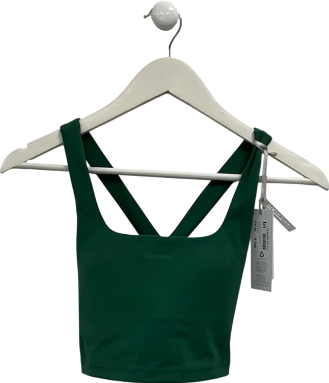 USA Pro Green Square Neck Sports Bra UK 8