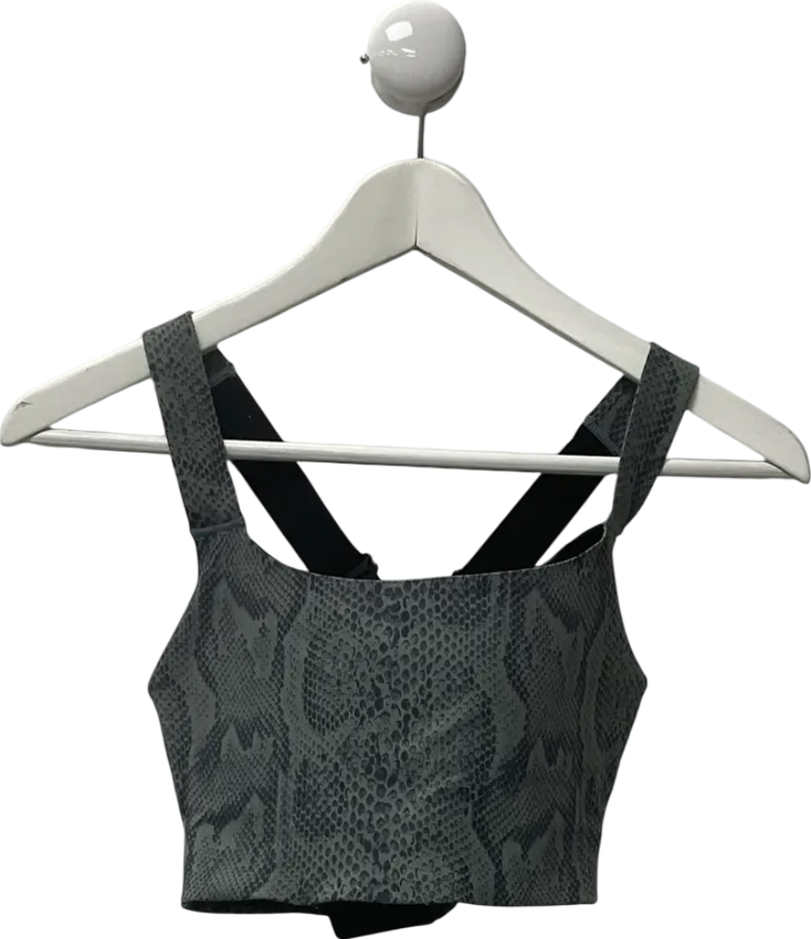 Varley Green Let's Go Medium Support Longline Walker Sports Bra In Snake Print UK S