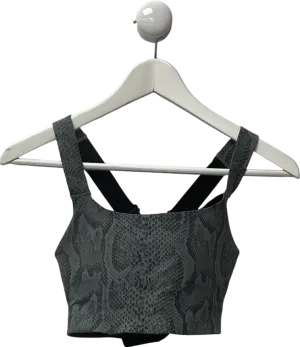 Varley Green Let's Go Medium Support Longline Walker Sports Bra In Snake Print UK S