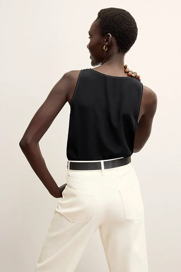 Vicky Tank - Washable Silk Top Stitch :: Black