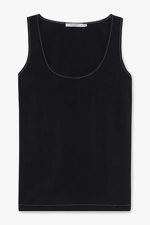 Vicky Tank - Washable Silk Top Stitch :: Black