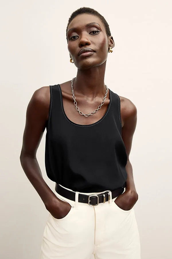 Vicky Tank - Washable Silk Top Stitch :: Black