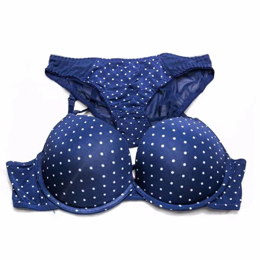 Victoria's Secret - Pushup Bra Panty Set - Polka Dotted Seamless Bra- 2021