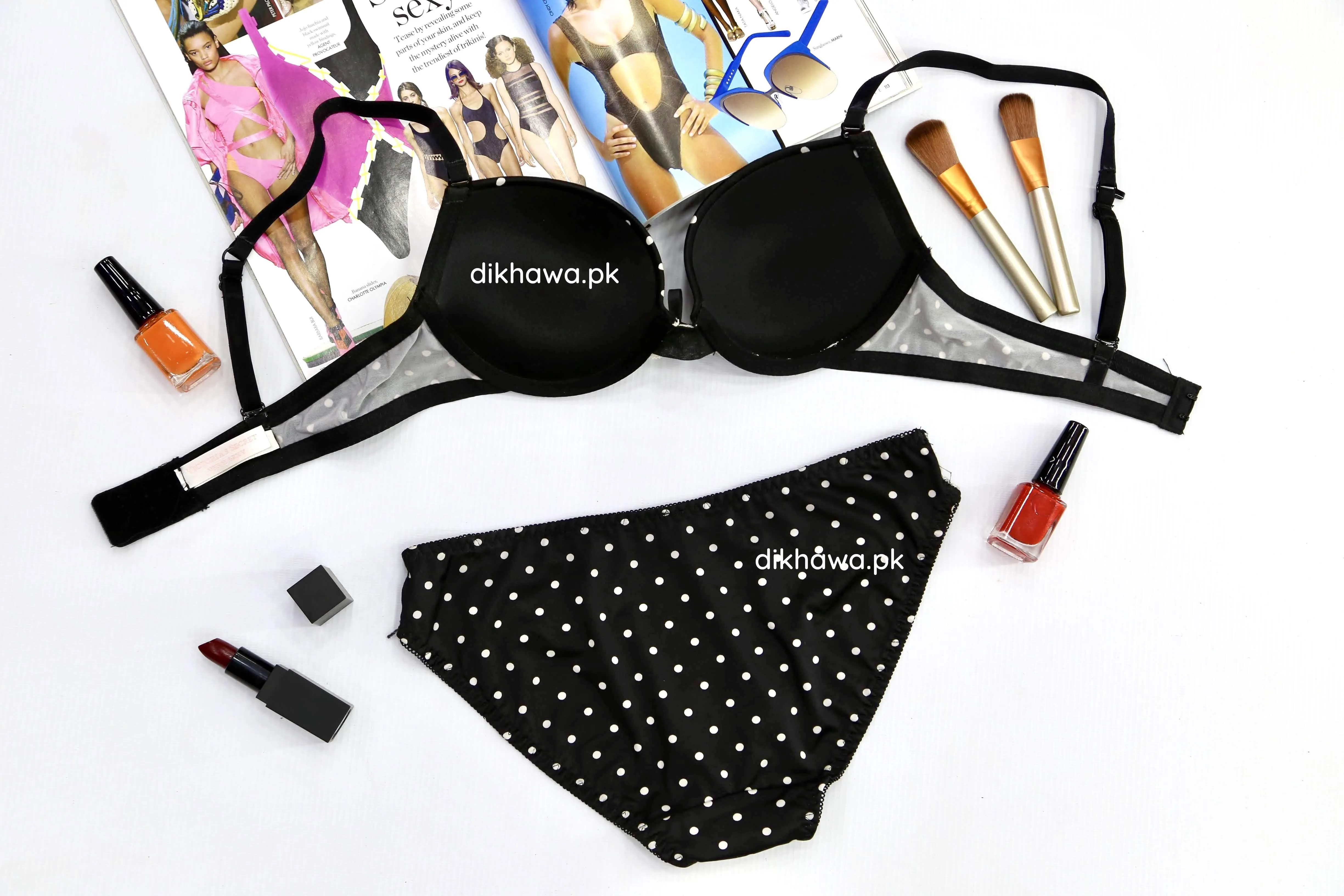 Victoria's Secret - Pushup Bra Panty Sets - Polka Dotted Lace Double Padded Bra- 2021