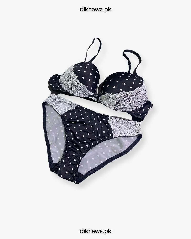 Victoria's Secret - Pushup Bra Panty Sets - Polka Dotted Lace Double Padded Bra- 2021