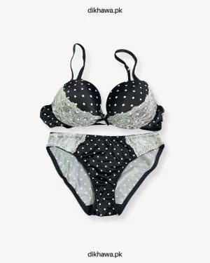 Victoria's Secret - Pushup Bra Panty Sets - Polka Dotted Lace Double Padded Bra- 2021