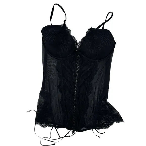 Victorias Sexy Sexy Little Things Corset Bustier Black Mesh Top 36B