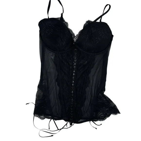 Victorias Sexy Sexy Little Things Corset Bustier Black Mesh Top 36B