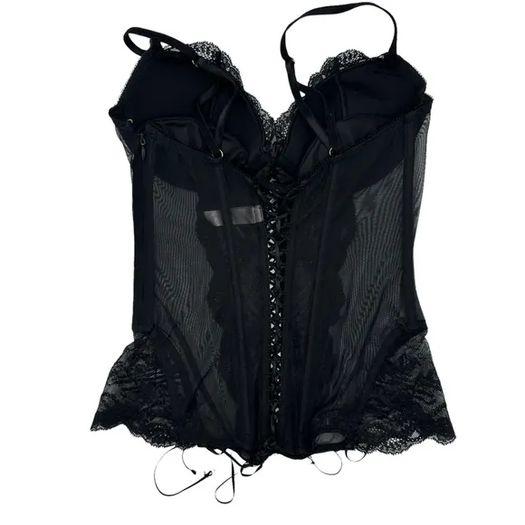 Victorias Sexy Sexy Little Things Corset Bustier Black Mesh Top 36B