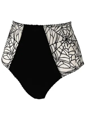 Videnoir Spiderweb High Waist Brief Nude Black
