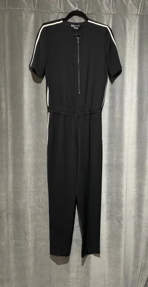 Vince Black Zip Top Shortsleeve Jumpsuit with Elastic Waist