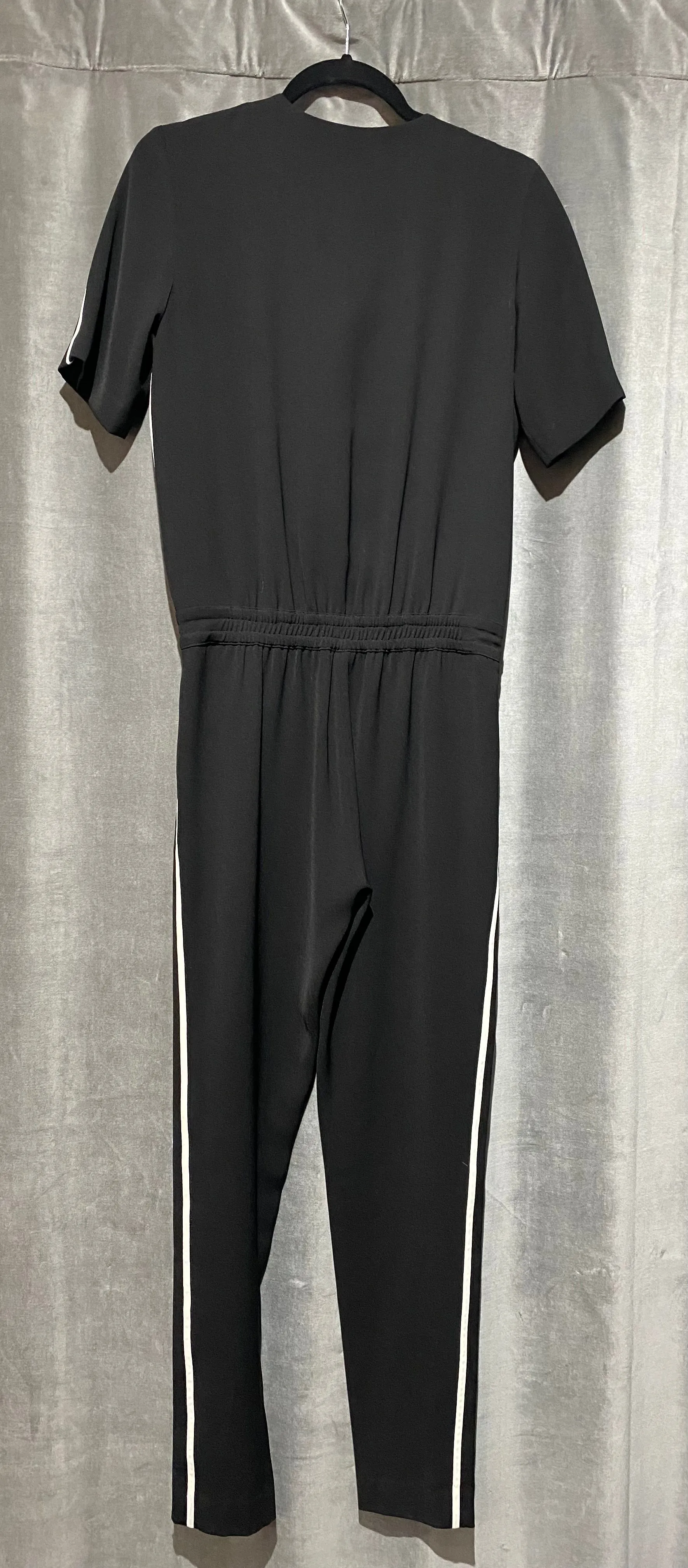 Vince Black Zip Top Shortsleeve Jumpsuit with Elastic Waist
