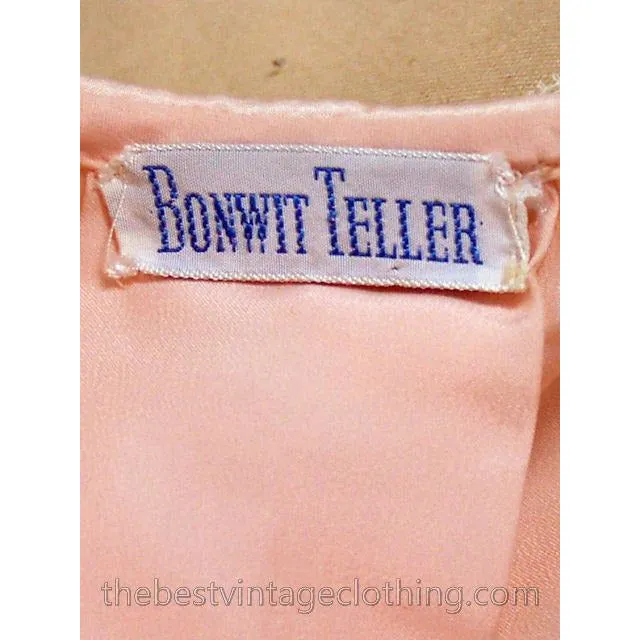 Vintage Bed Jacket Bonwit Teller Pink Satin w Lace Trim Never Worn 1950s L
