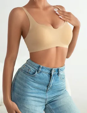 Wavy Edge Removable Pads Ice Silk Women Seamless Bra