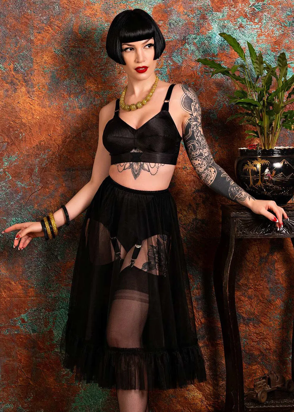 What Katie Did Maitresse Satin Bullet Bra Black