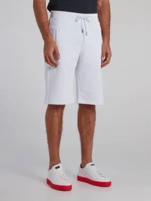 White Appliquéd Knee Length Shorts