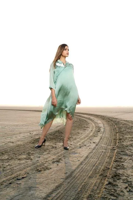 White Dress With Emb Patch