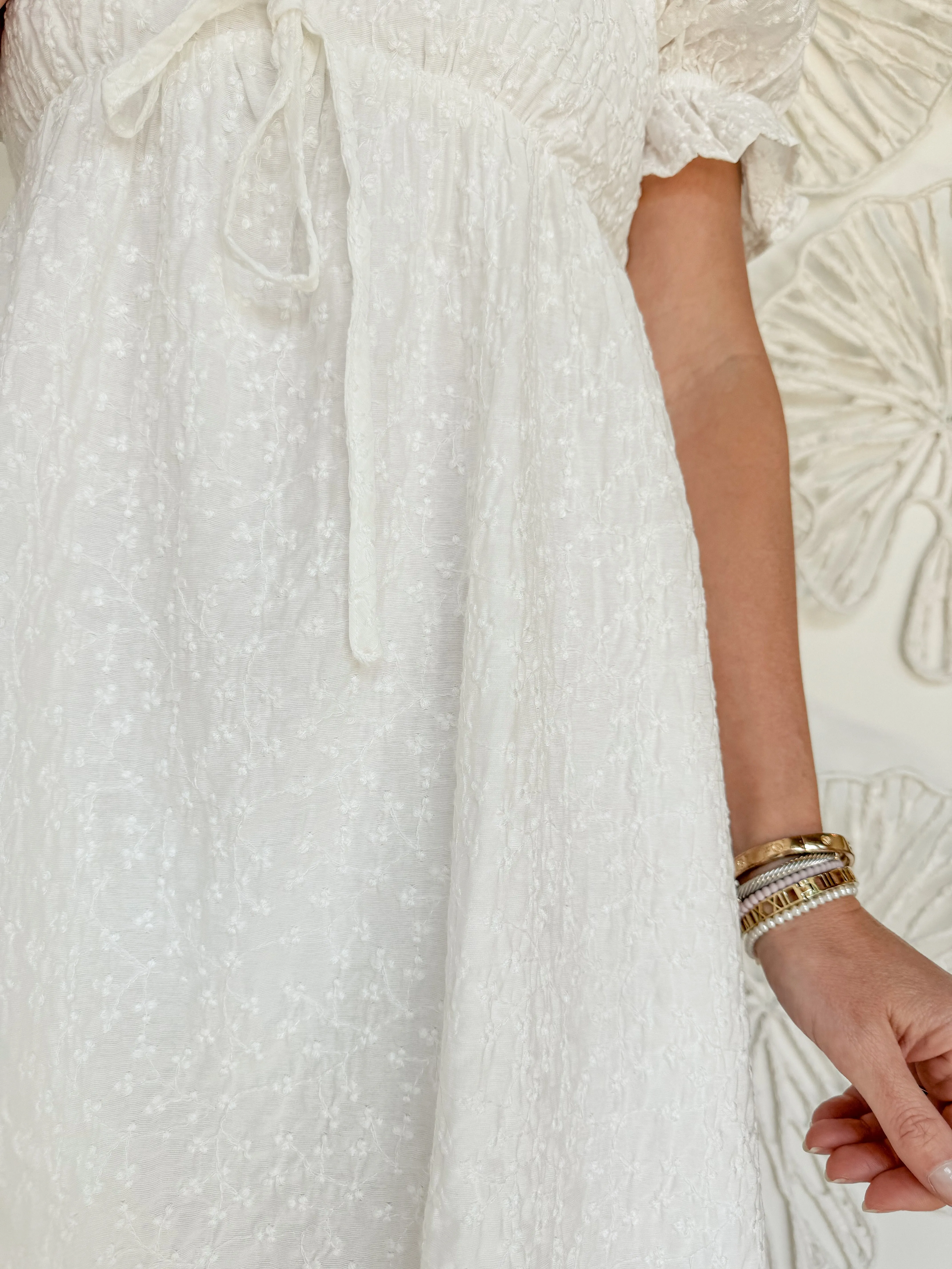 White Embroidered Sweetheart Neck Mini