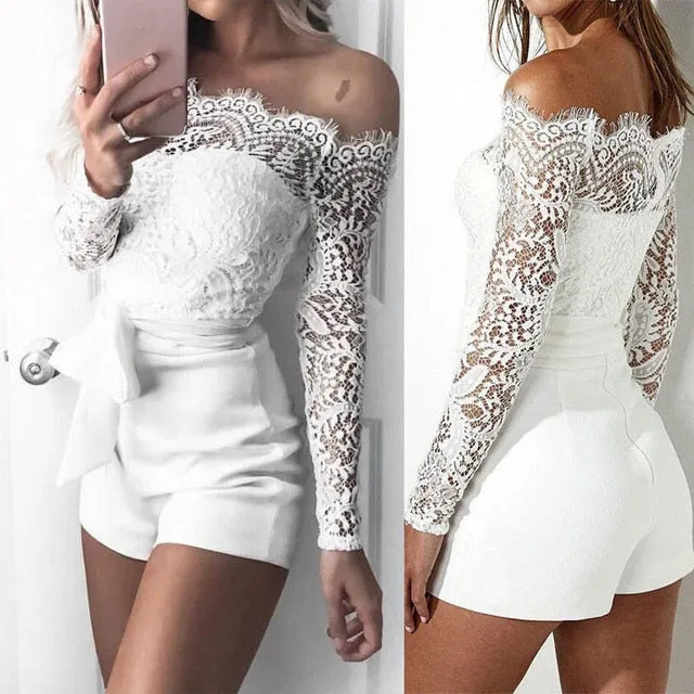 White Lace Bodysuits For Women
