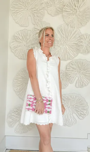 White Linen Ruffle Mini