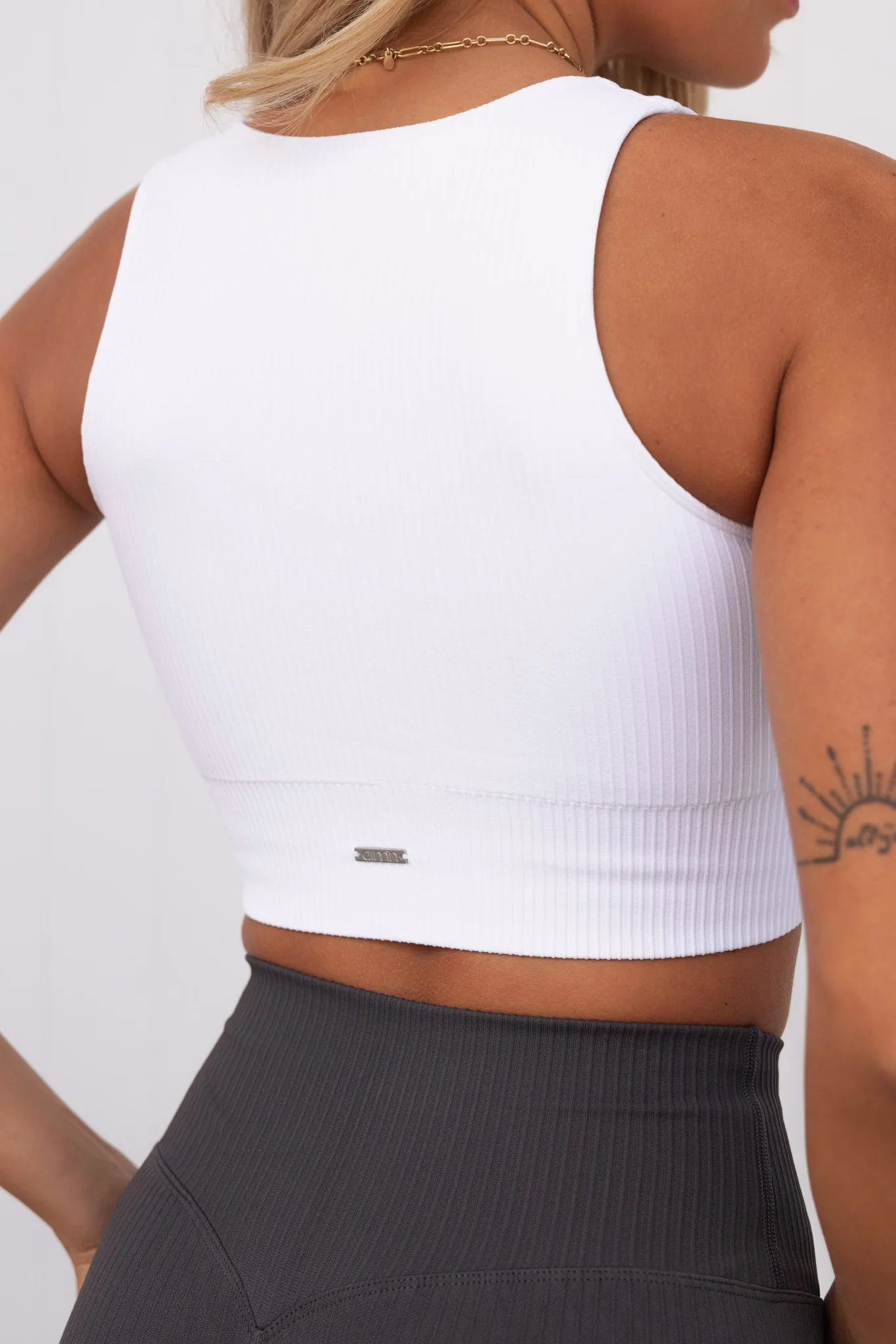 White Ribbed Seamless Crop Top