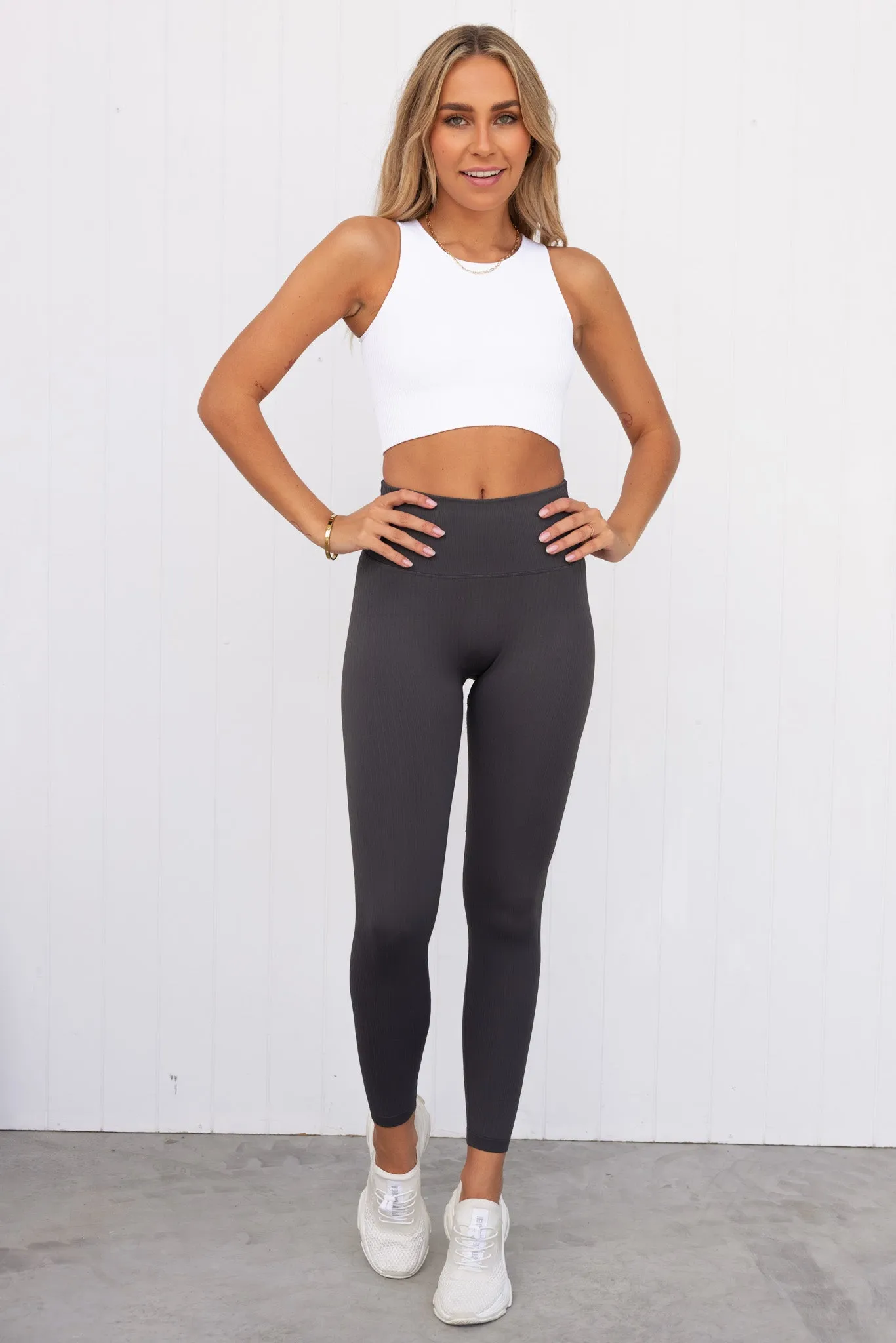 White Ribbed Seamless Crop Top