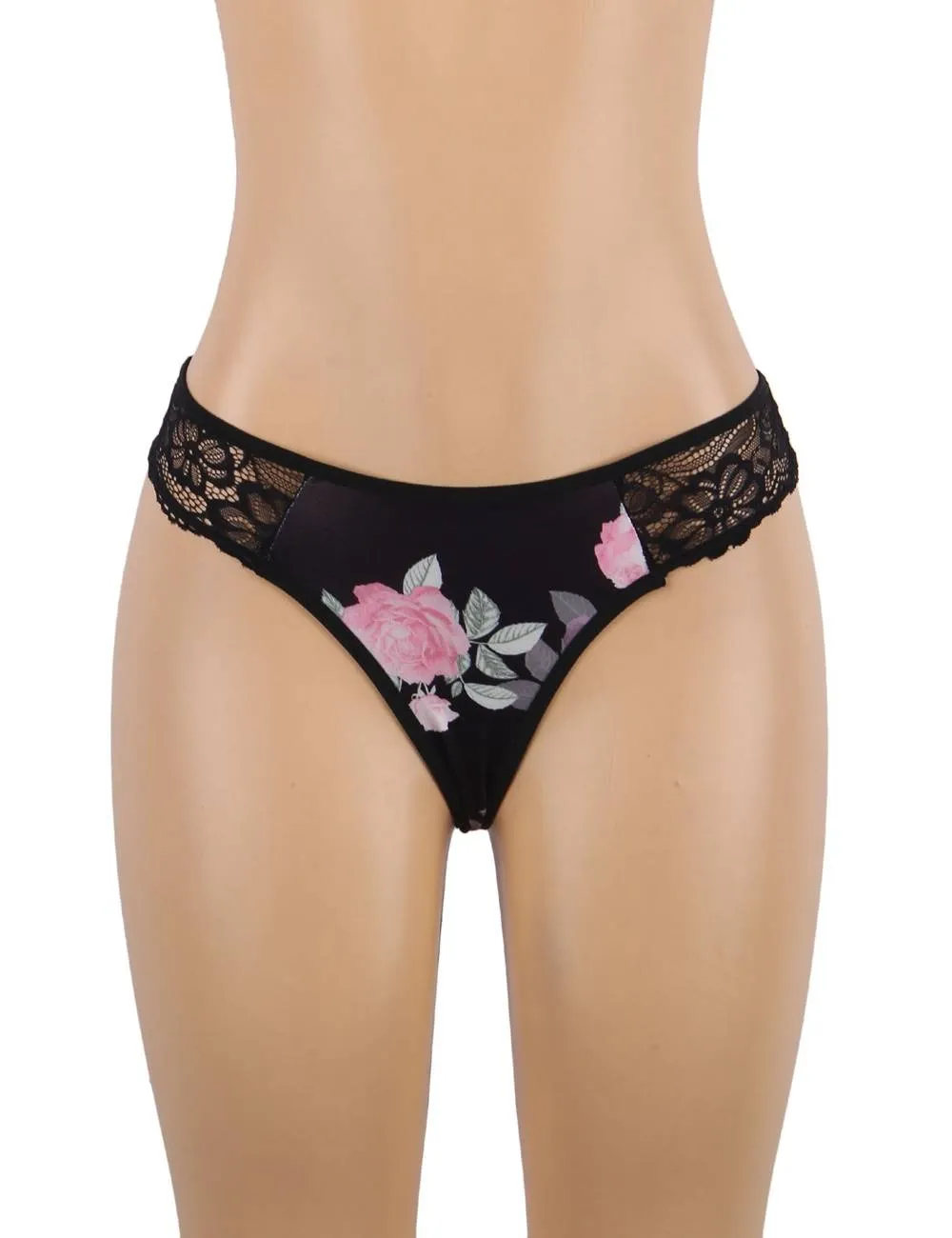 With Farawlaya Floral Print Lace-up Babydoll Without Underwire