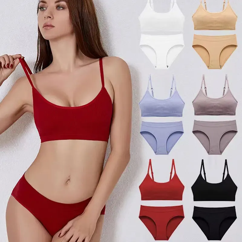 Women Bra Set Panties Sexy Push Up Bralette Sports Lingerie S-XL