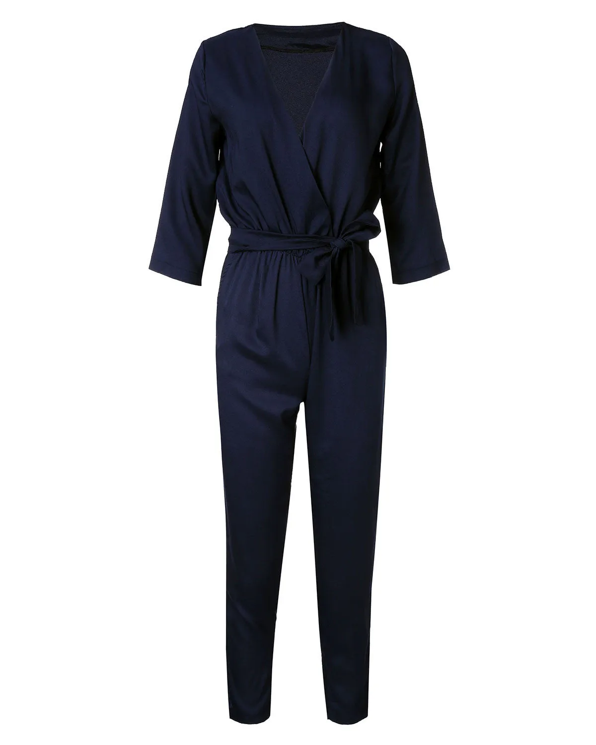 Women Jumpsuits Spring Autumn Bodysuit Half Sleeve V Neck Casual Elegant Ladies Long Office OL Rompers Overalls