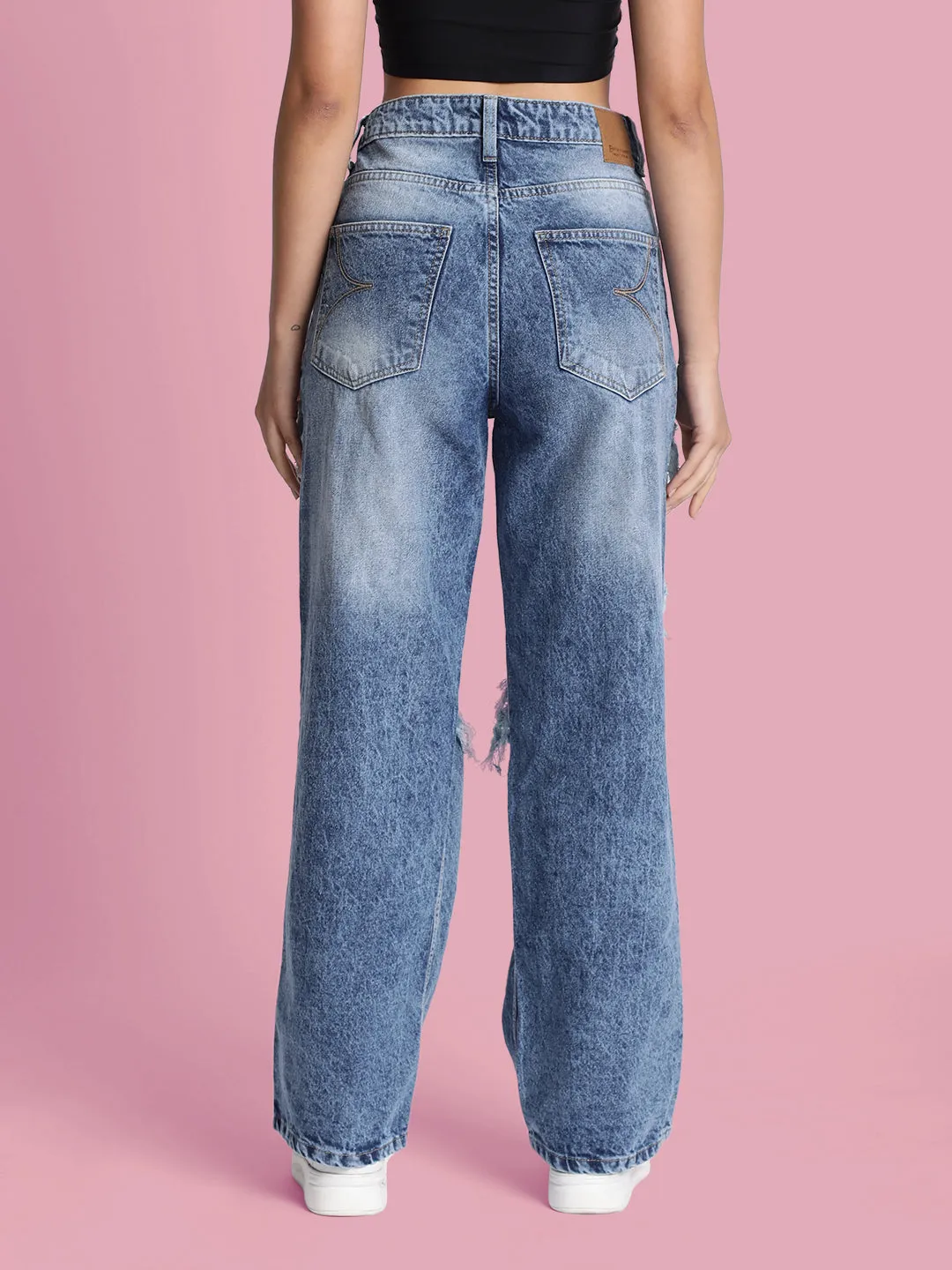 Women Torn and Distressed Relaxed Jeans