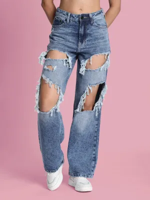 Women Torn and Distressed Relaxed Jeans